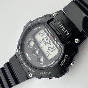 Casio W 214HC Digital Watch Black 50M WR Illuminator New Battery